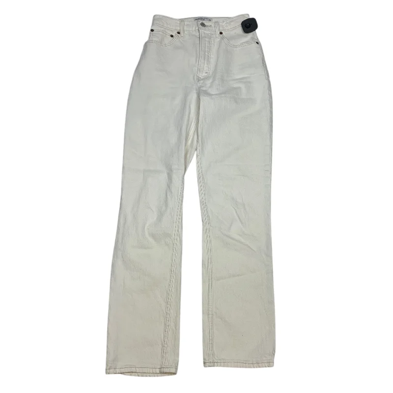 Authentic Raw Denim Men's JeansJeans Straight By Abercrombie And Fitch In Cream Denim, Size: 2