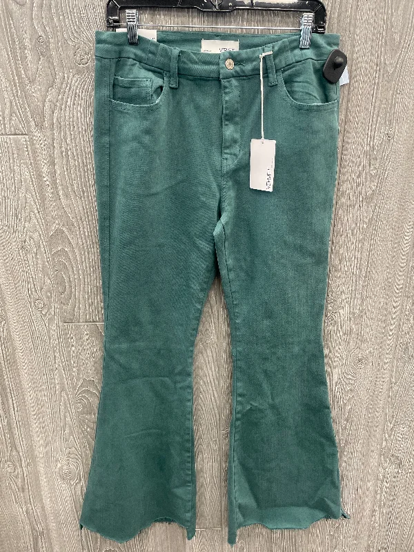 Casual Ripped Men's JeansJeans Flared By Vervet In Green Denim, Size: 12