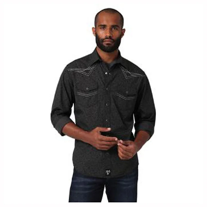 Men's Casual Friday Shirts for Relaxed Office Days112330424 Rock 47 by Wrangler Men's Long Sleeve Western Snap Shirt - Black