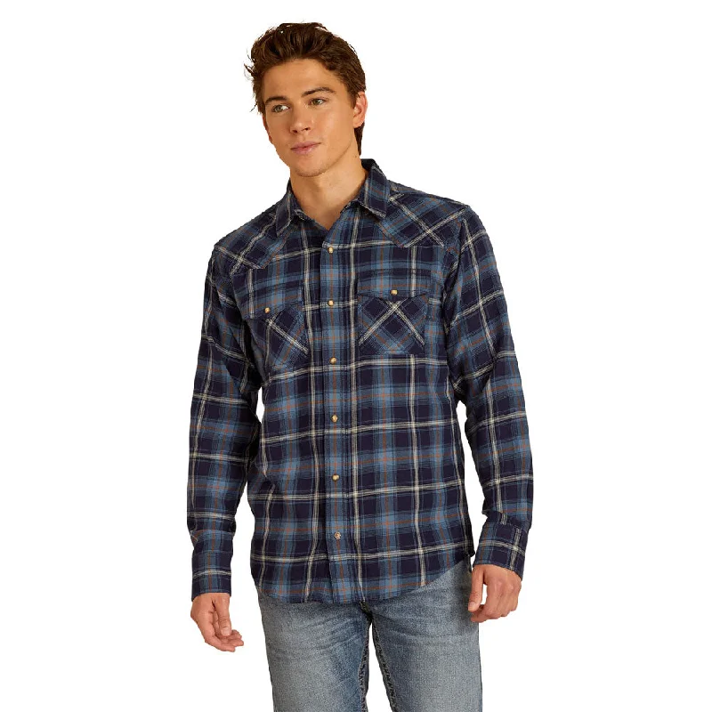 Men's Big and Tall Shirts for Added Comfort10052318 Ariat Men's Hugo Retro Fit Long Sleeve Shirt - Maritime Blue