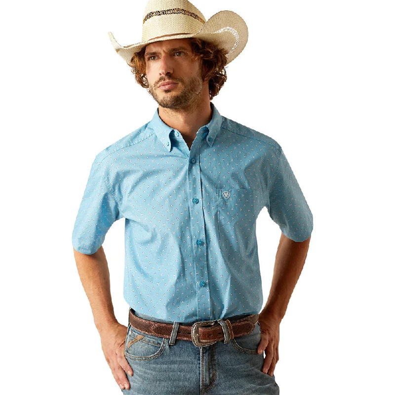 Men's Designer Shirts for a Statement Piece10054681 Ariat Men's Guy Classic Fit Short Sleeve Shirt -Turquoise