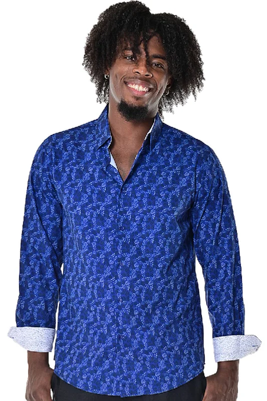 Men's Henley T-Shirts for a Casual TwistBohio Mens Casual Print Shirt - Vacay Long Sleeve Button Up Night Life - MXL1678