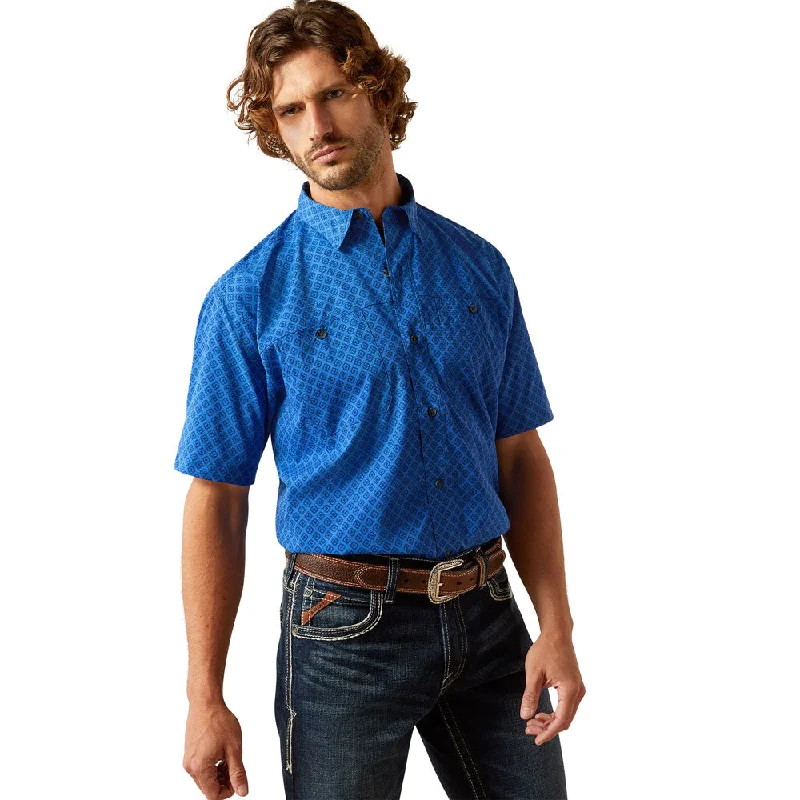 Men's Crew Neck T-Shirts for Everyday Wear10054964 Ariat Men's 360 Airflow Classic Fit Short Sleeve Shirt - Olympian Blue