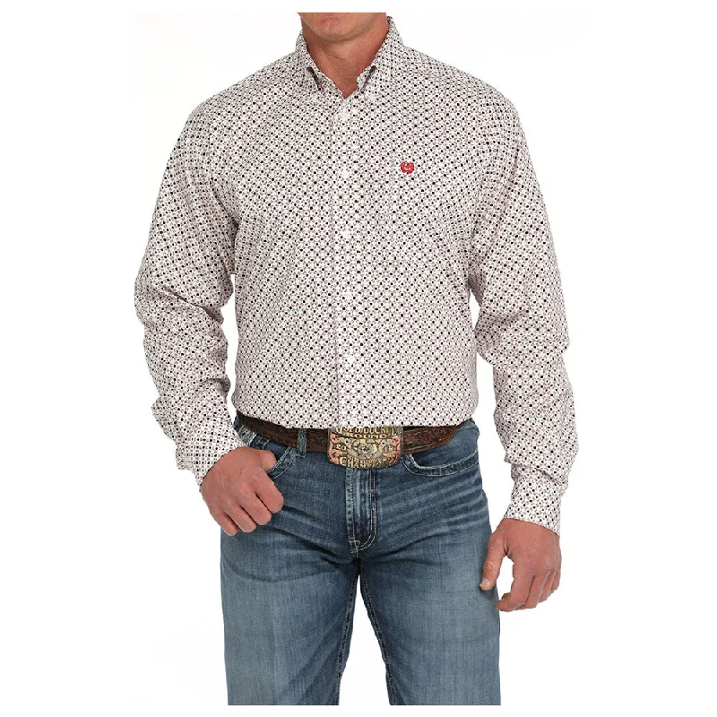 Men's Hunting Shirts for Camouflage and ComfortMTW1105868 Cinch Men's Long Sleeve Western Button down Shirt - White Print