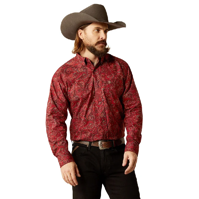 Men's Tab-Collar Shirts for a Crisp Look10053898 Ariat Men's Jaydon Classic Fit Long Sleeve Button Down Shirt - Red Paisley