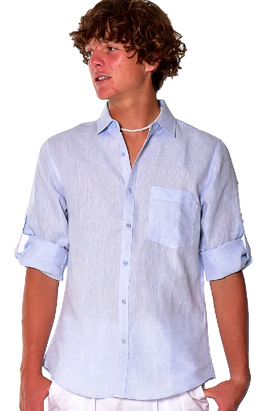 Men's Regular-Fit Shirts for a Classic FitBohio Mens Classic Soft Linen Long Sleeve Roll- up Shirt - In (8) Colors - MLS1358