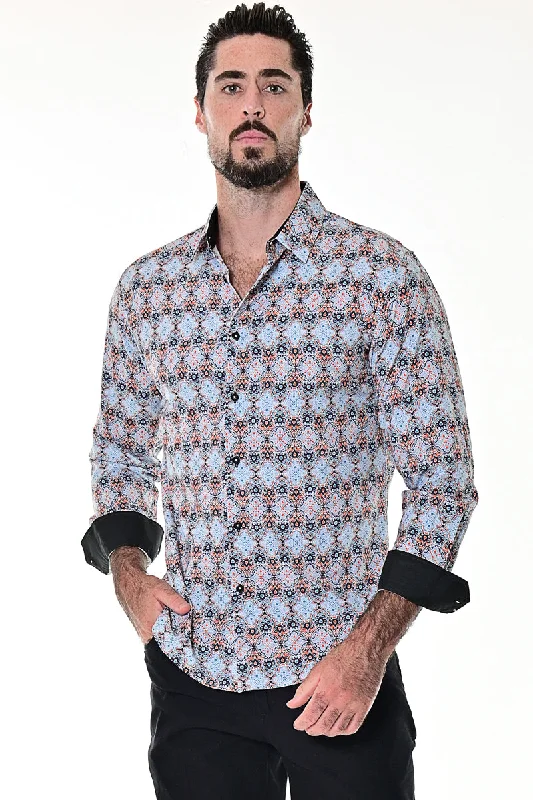 Men's Performance Fabric Shirts for All-Day ComfortBohio Mens Casual Print Shirt - Vacay Long Sleeve Button Up Night Life - MXL1667