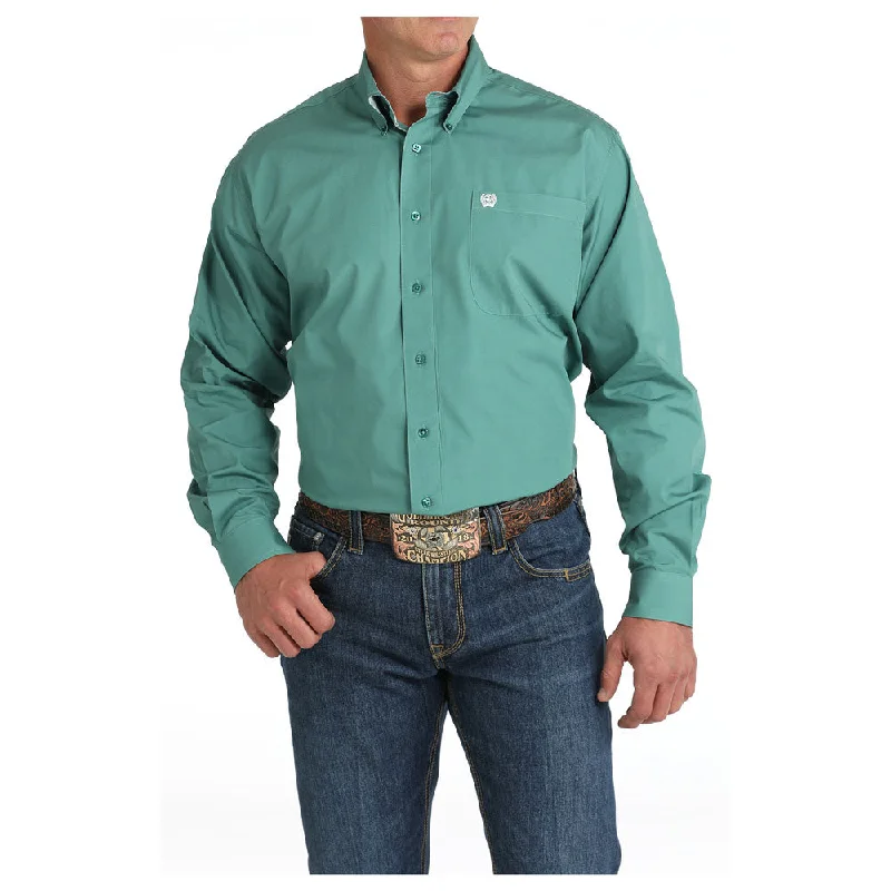 Men's Fishing Shirts for Water SportsMTW1105826 Cinch Men's Long Sleeve Buttondown Solid Green Western Shirt