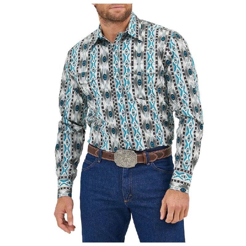 Men's Patterned Dress Shirts for a Unique Twist112359442 Wrangler Men's Checotah® Classic Fit Western Long Sleeve Snap Shirt - Multicolor