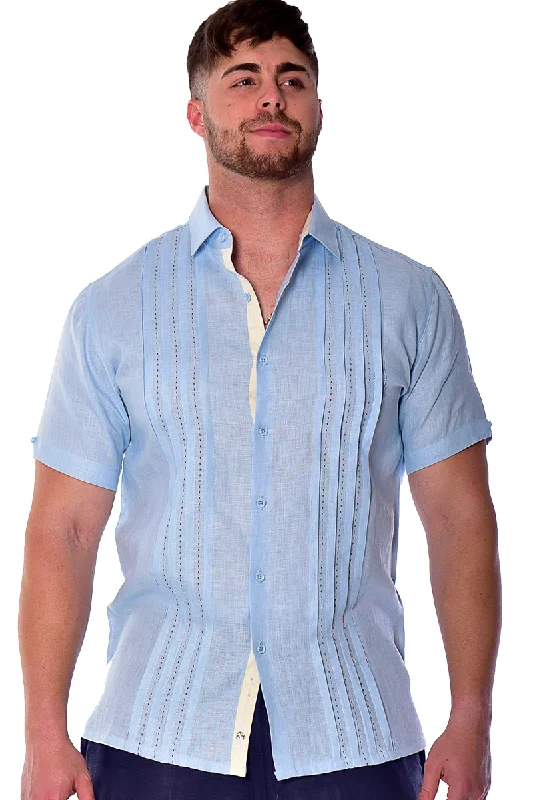 Men's Checkered Shirts for a Retro FeelBohio Mens 100% Linen Fancy Pin-Tucked Shirt in (2) Colors Sizes (S ~ 3XL) - MLS2035