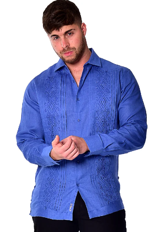 Men's Spread-Collar Shirts for a Bold StatementBohio Mens 100% Linen Fancy Guayabera Style Shirt for Men - Embroidered and Pin-Tucked in (3) Colors MLFG2034