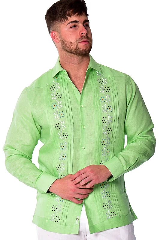 Men's Tailored Shirts for a Sharp AppearanceBohio Mens 100% Linen Fancy Guayabera Style Shirt- Embroidered & Pin-Tucked in (3) Colors - MLFG2033