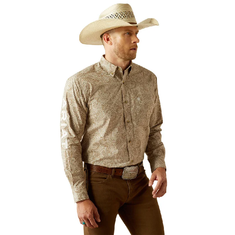 Men's Custom-Fit Shirts for a Personalized Look10054692 Ariat Men's Team Kason Classic Fit Long Sleeve Shirt - Brown/Off White Paisley