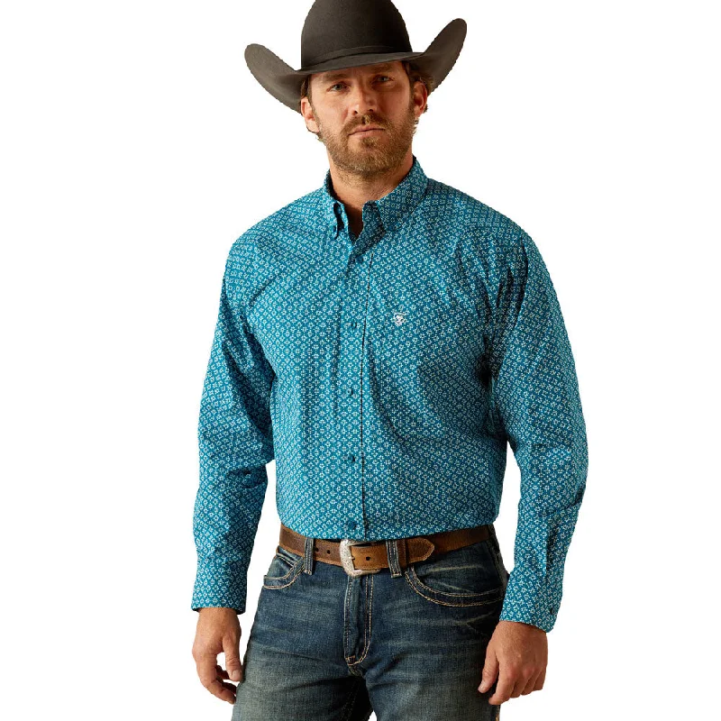 Men's Collared Shirts for Formal Occasions10053923 Ariat Men's Petey Classic Fit Long Sleeve Button down Shirt - Dark Teal