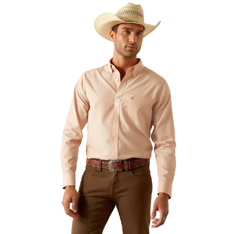 Men's Limited Edition Shirts for Exclusivity10054660 Ariat Men's Wrinkle Free Solid Fitted Long Sleeve Shirt - Light Brown