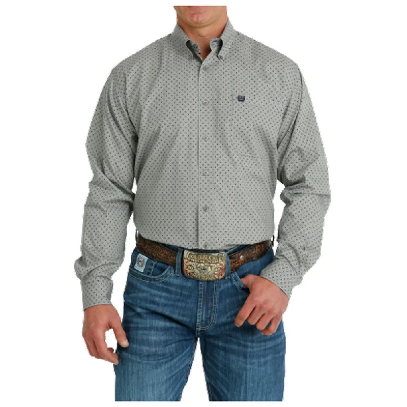 Men's Big and Tall Shirts for Added ComfortMTW1105698 Cinch Men's Long Sleeve Buttondown Western Shirt - Grey Print