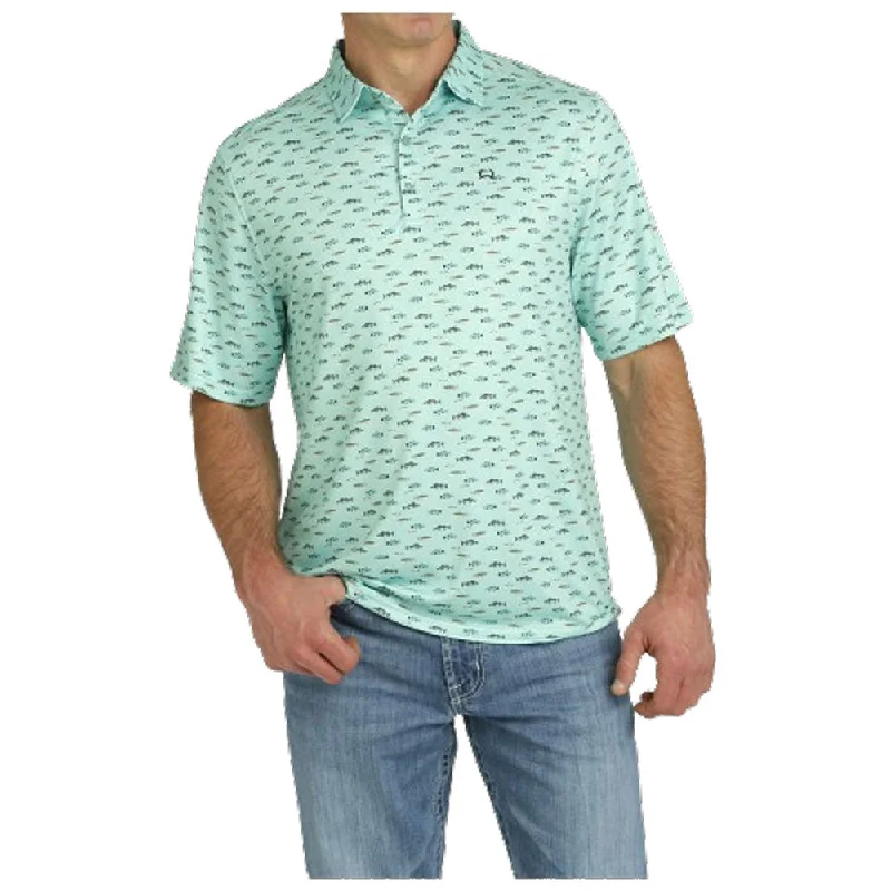 Men's Luxury Shirts for High-End FashionMTK1863039 Cinch Men's ArenaFlex Polo Shirt - Turquoise Fish Print