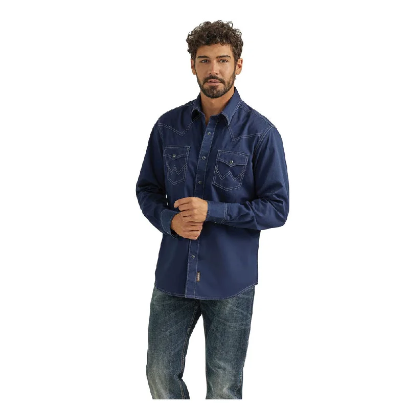 Men's Timeless Dress Shirts for Enduring Style112352852 Wrangler Men's Retro Premium Long Sleeve Snap Shirt - Rich Navy