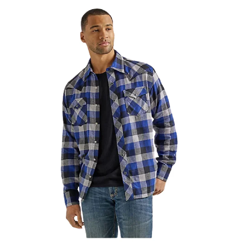 Men's Sleeveless Shirts for Summer Comfort112337457 Wrangler Men's Retro Flannel Long Sleeve Modern Fit Snap Shirt -  Buffalo Blue