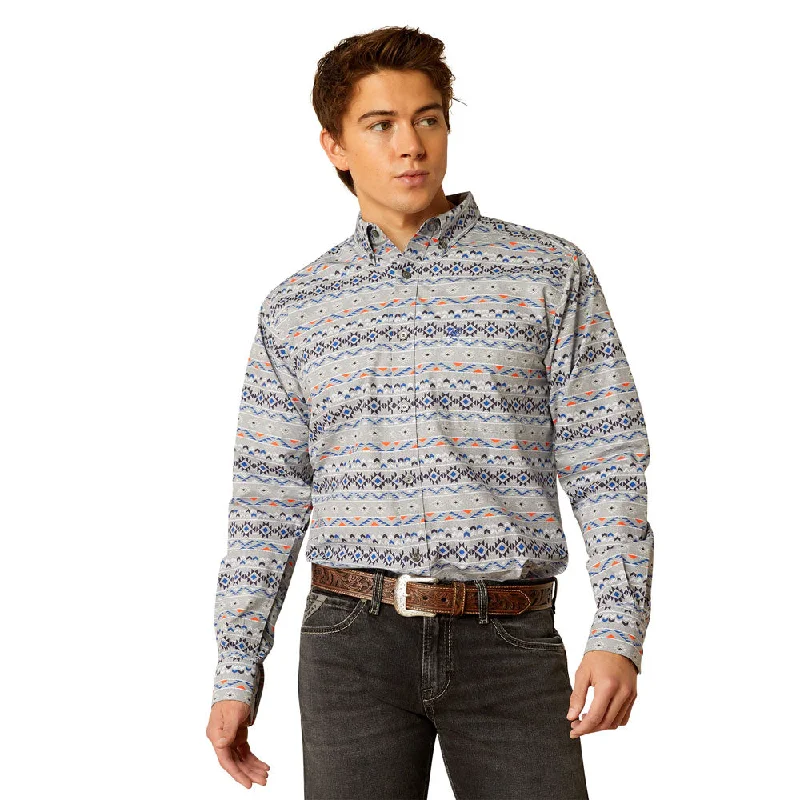 Men's Stain-Resistant Shirts for Mess-Free Wear10051989 Ariat Men's Richie Long Sleeve Fitted Buttondown Shirt - Grey Print