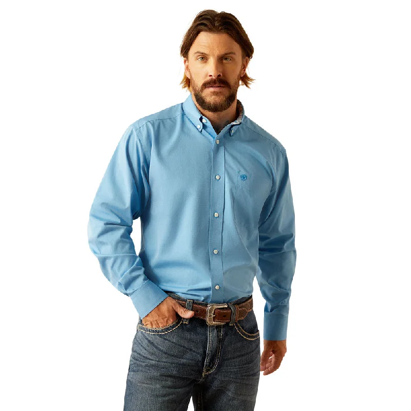 Men's Muscle Fit T-Shirts for a Body-Hugging Fit10055278 Ariat Men's Wrinkle Free Solid Long Sleeve Shirt - Blue