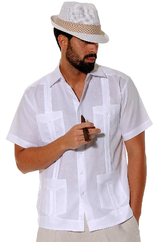 Men's Patterned Dress Casual Shirts for Smart-Casual EventsBohio 100% Linen Traditional Guayabera Shirt for Men's 4 Pocket S/S in (8) Colors -LS499