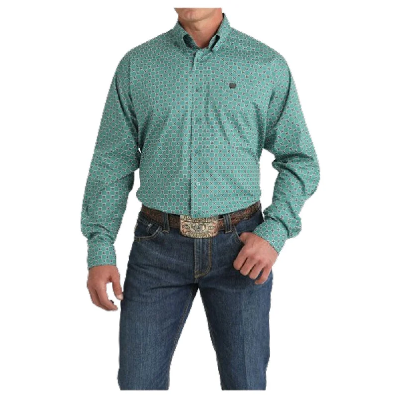 Men's Camping Shirts for Outdoor AdventuresMTW1105829 Cinch Men's Long Sleeve Button down Western Shirt - Green Print