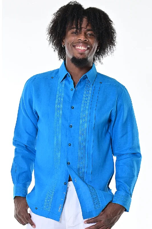 Men's Checked Short-Sleeve Shirts for Summer FunMen's Long Sleeve Linen Guayabera Shirt w/Fancy Panels | BOHIO MLG1415