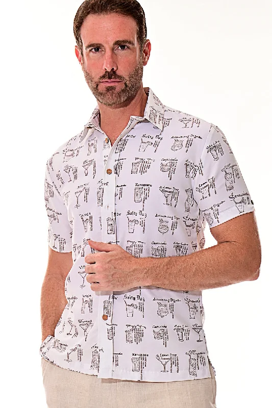 Men's Hawaiian Shirts for a Tropical VibeBohio Men's Rayon Short Sleeve Button Down Tropical Cocktails Print Shirt MRS103