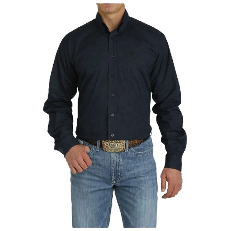 Men's Affordable Shirts for Budget-Friendly StyleMTW1105774 Cinch Men's Long Sleeve Buttondown Shirt - Navy Paisley Print