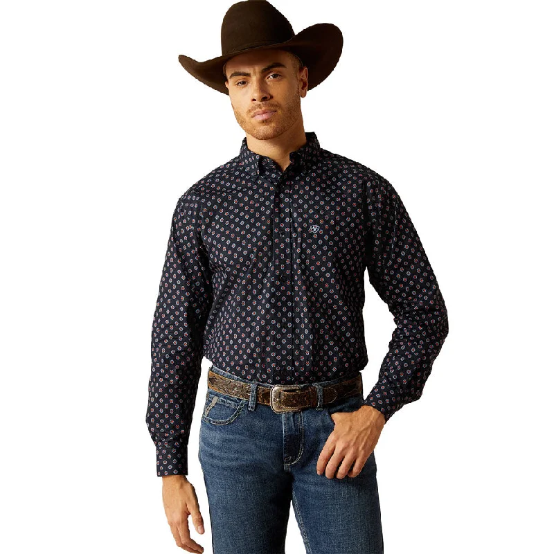 Men's Tailored Shirts for a Sharp Appearance10052490 Ariat Men's Taylor Classic Fit Long Sleeve Button-down Shirt - Dark Blue Print