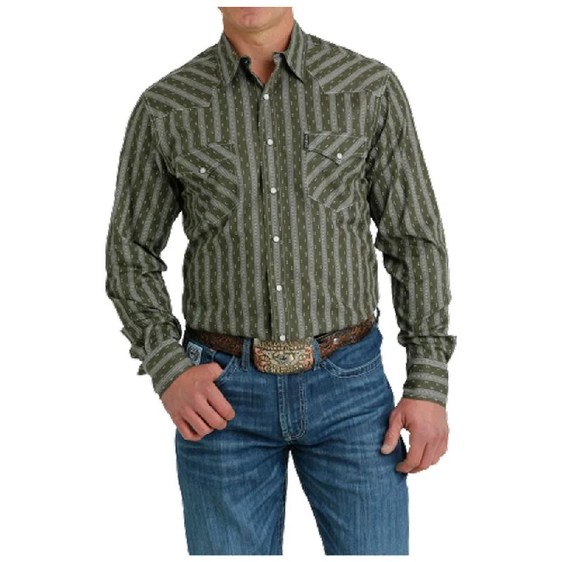 Men's Moisture-Wicking Shirts for All-Day ComfortMTW1303072 Cinch Men's Long Sleeve Modern Fit Snap Shirt - Olive