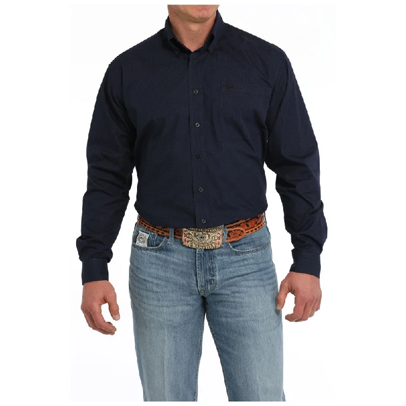 Men's Minimalist Shirts for a Clean LookMTW1105856 Cinch Men's Long Sleeve Button Down Western Shirt - Navy Print