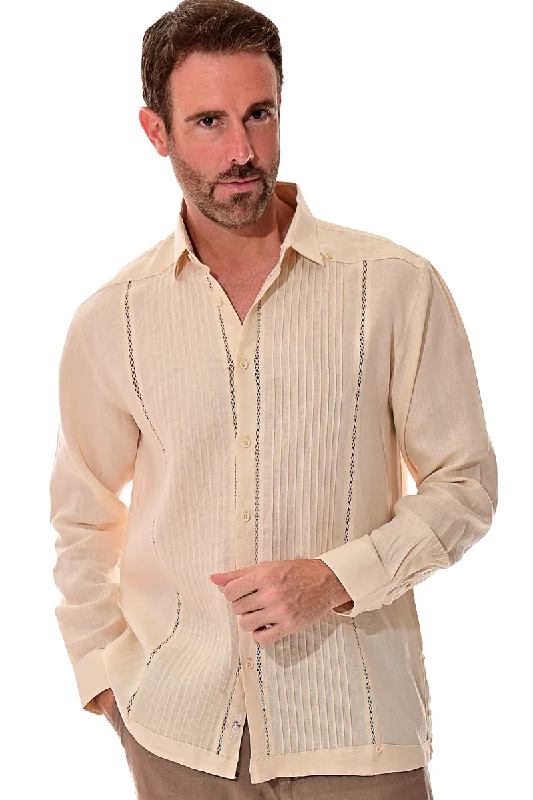 Men's Skinny-Fit Shirts for a Trendy LookBohio 100% Linen Fancy Guayabera Style Shirt For Men - Pin-Tucked in (3) Colors MLFG2025