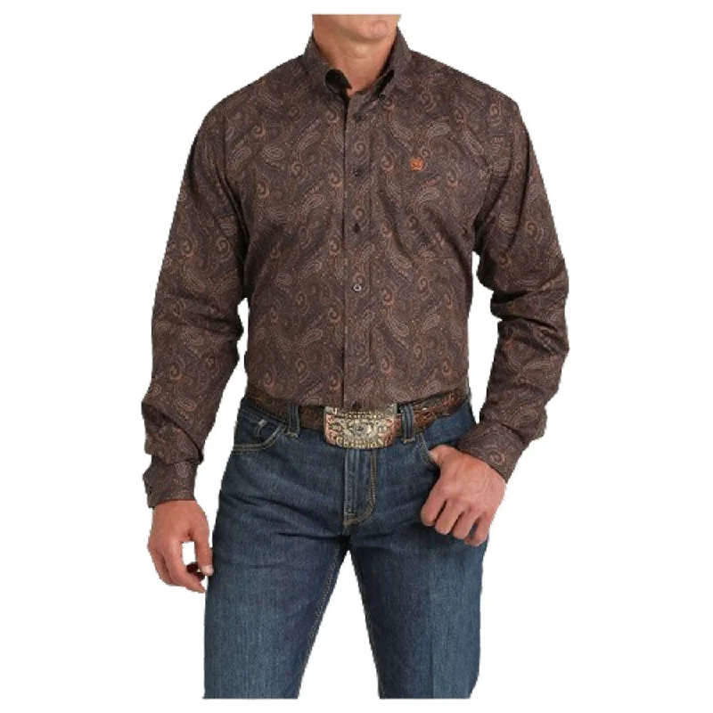 Men's Golf Shirts for On-Course StyleMTW1105819 Cinch Men's Long Sleeve Button down Western Shirt - Brown Paisley