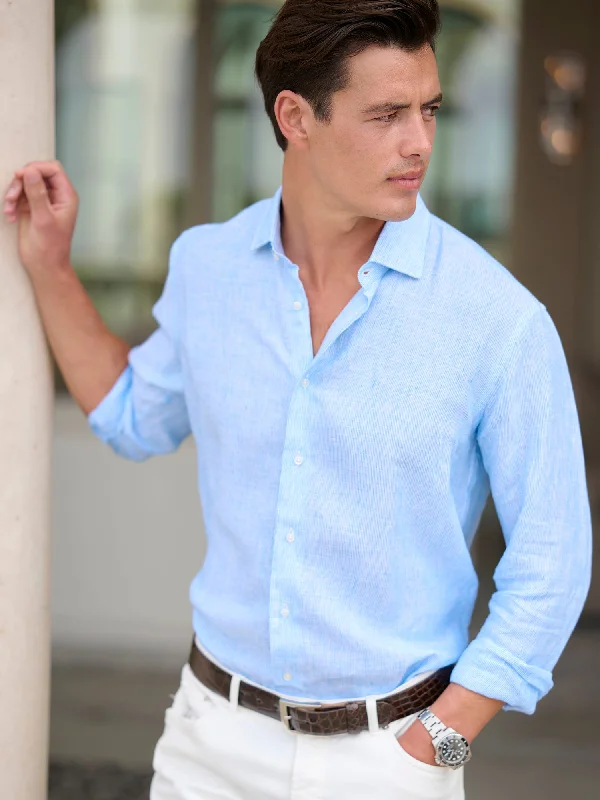 Men's Casual Friday Shirts for Relaxed Office DaysMini Stripe Linen Shirt