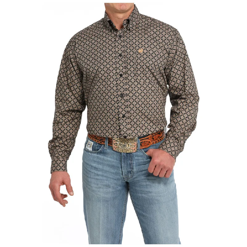 Men's Solid-Color Block Shirts for a Bold StatementMTW1105836 Cinch Men's Long Sleeve Buttondown Western Shirt - Black Print