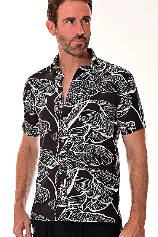 Men's Camouflage Shirts for an Outdoor AppealBohio Men's Rayon Short Sleeve Button Down Tropical Hibiscus Print Shirt - MRS101