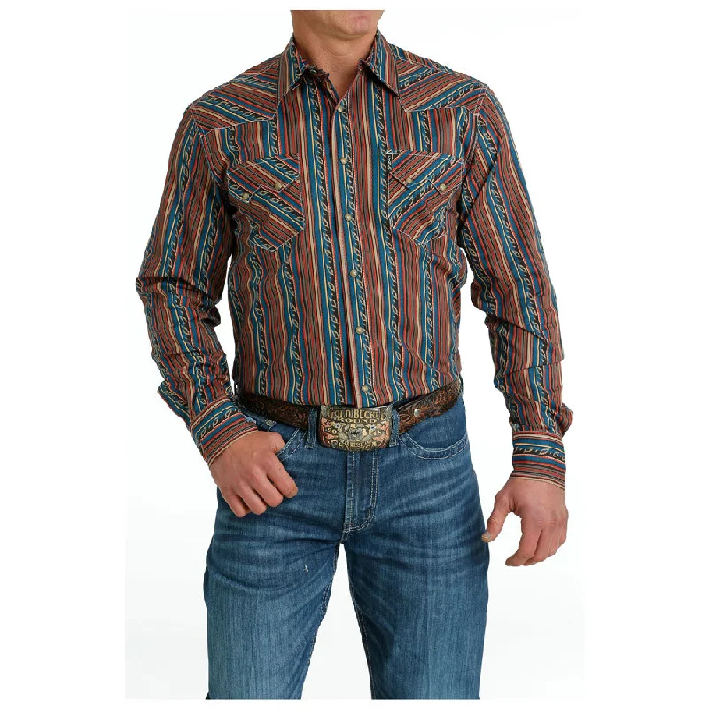 Men's Breathable Shirts for Warm ClimatesMTW1301069 Cinch Men's Long Sleeve Modern Fit Western Snap Shirt - Multicolor