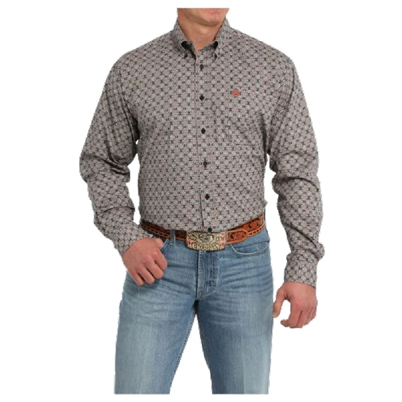 Men's Tennis Shirts for Court ComfortMTW1105855 Cinch Men's Long Sleeve Buttondown Western Shirt - Navy Print