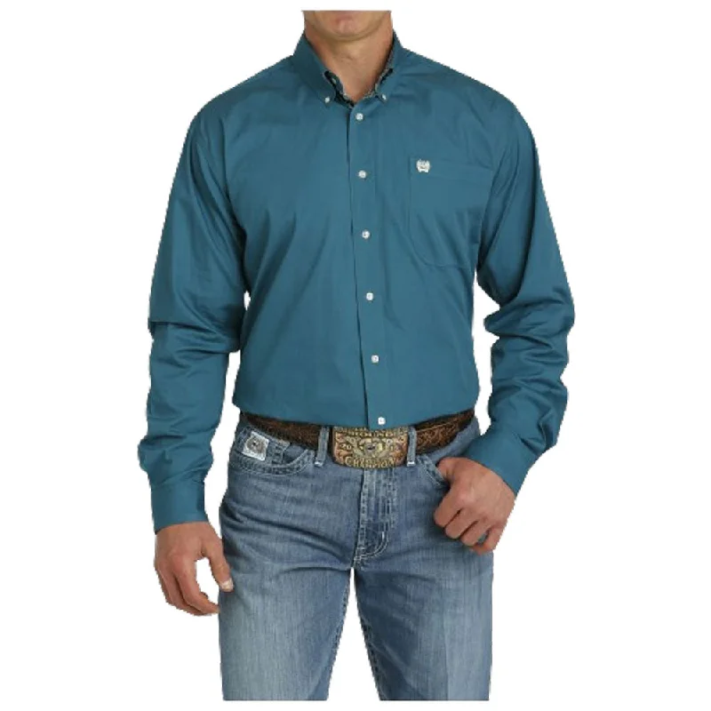 Men's Designer Shirts for a Statement PieceMTW1105777 Cinch Men's Long Sleeve Solid Button Shirt - Teal