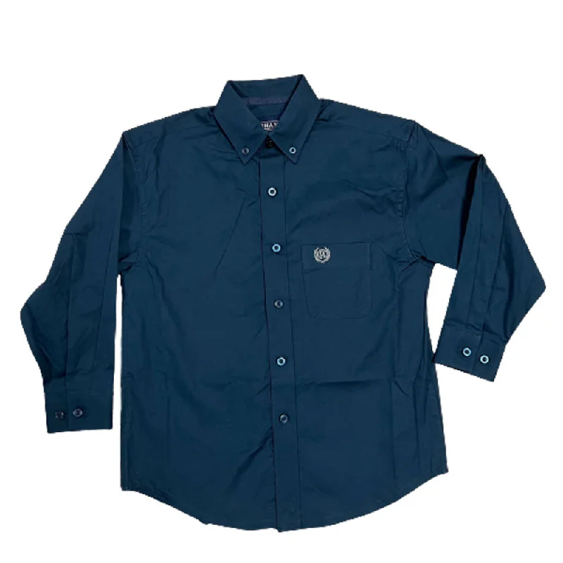 Men's Pocket T-Shirts for Added FunctionalityPSBSODR07S-N Panhandle Select Boy's Long Sleeve Western Shirt- Navy