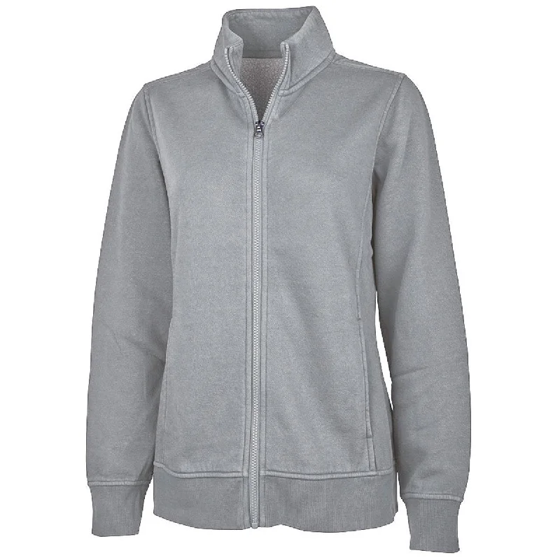 Charles River Women's Light Grey Clifton Full Zip Sweatshirt