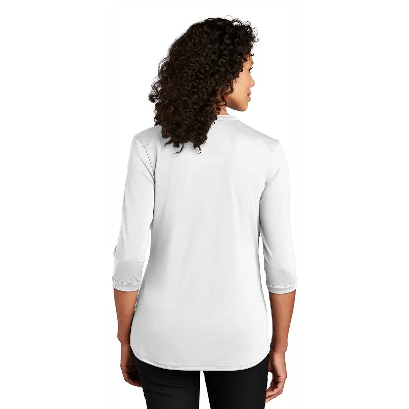 Port Authority Women's White UV Choice Pique Henley