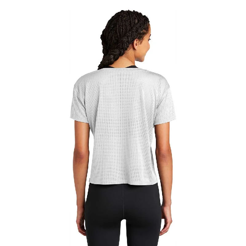 Sport-Tek Women's White PosiCharge Tri-Blend Wicking Draft Crop Tee