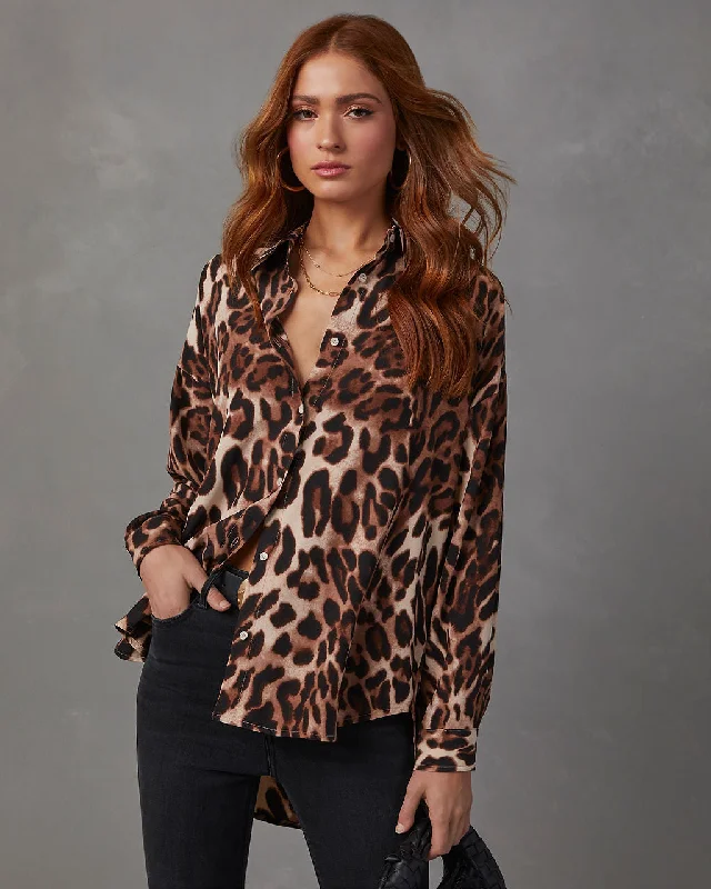 Sinead Leopard Print Button Down Top