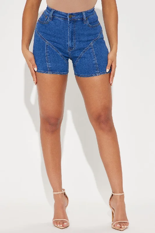 Taking Off Stretch Denim Shorts - Medium Wash