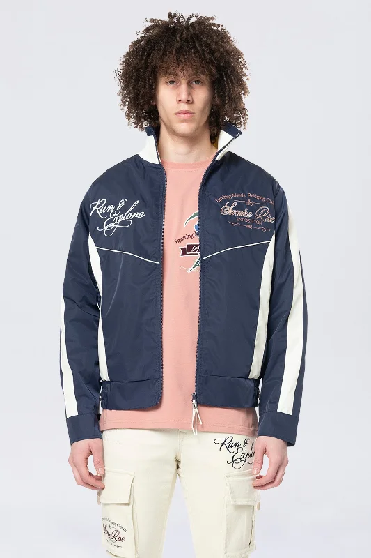 Colorblock Windbreaker Jacket - Navy