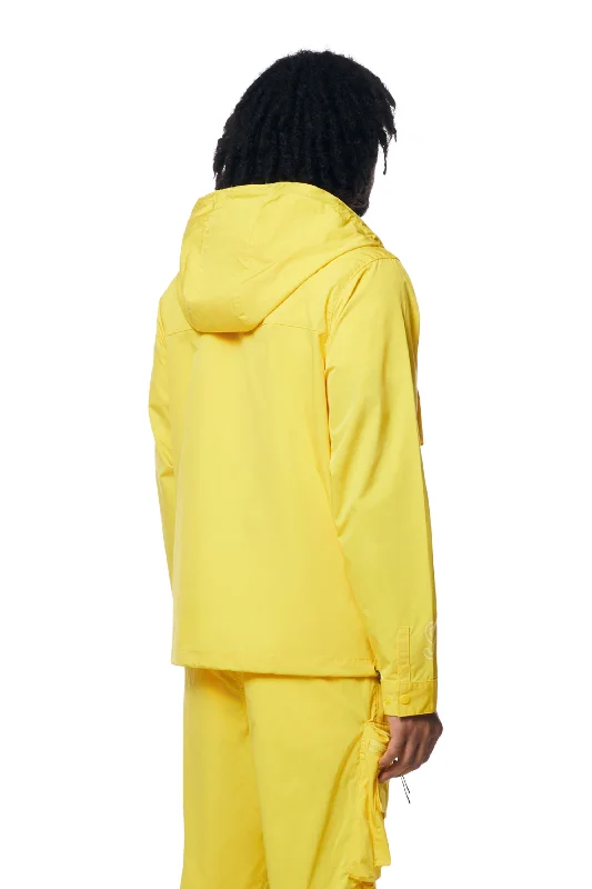 Hooded Full Zip Utility Windbreaker Jacket - Canary