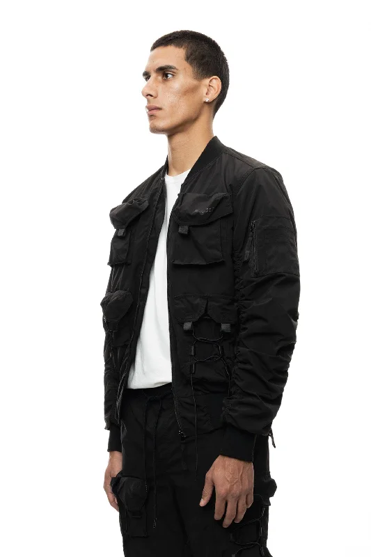 Mixed Media Utility Jacket - Black